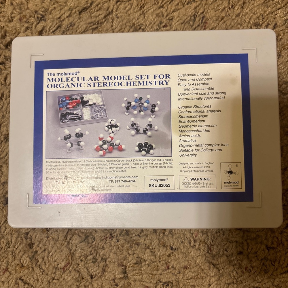 MOLYMOD Molecular Model Set for Organic Stereochemistry - Blue/White